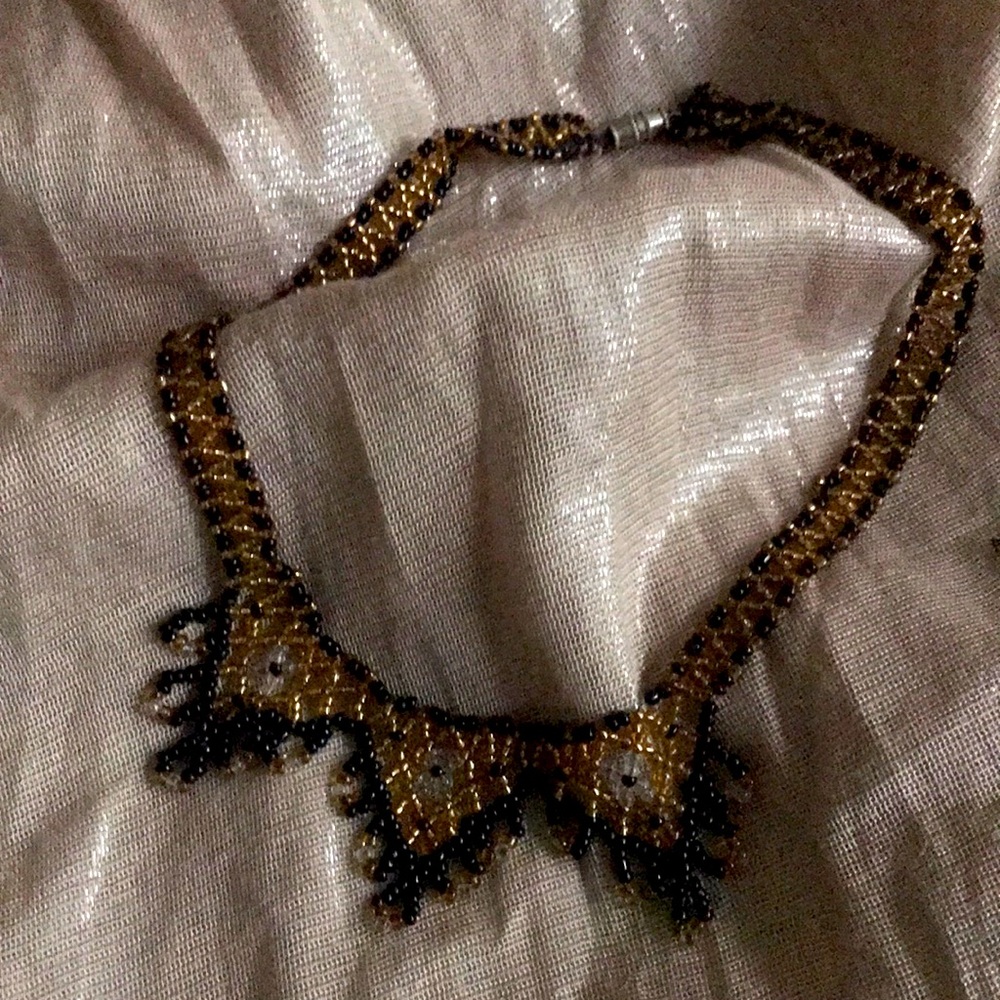 Gold & Black beaded necklace